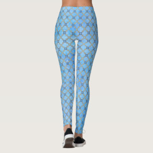 Legging Azul Teal Verde Com Linho