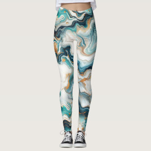 Legging Azul Turquesa Dourado Branco Moderno Casamento de 