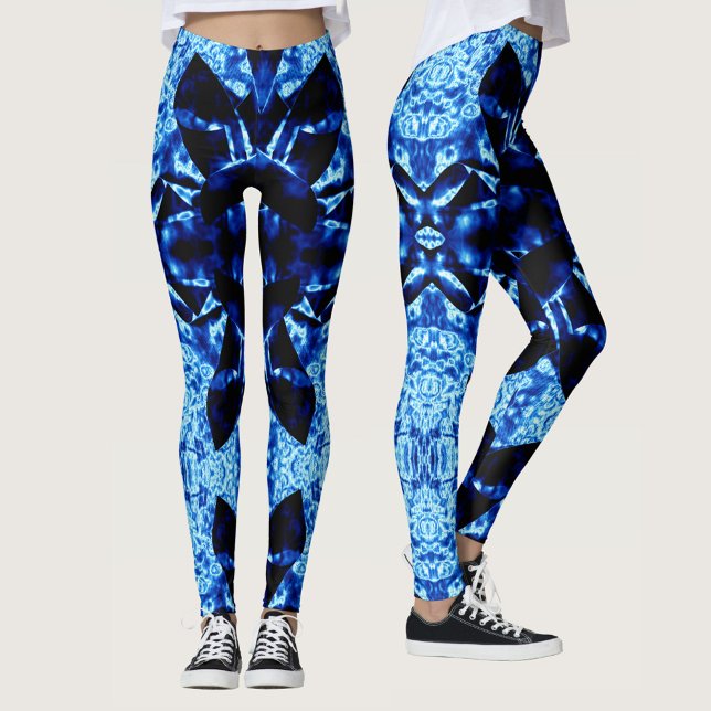 Legging Azul Verdadeiro Padrão Abstrato Polinésio (Criador carregado)