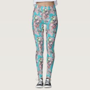 Legging Azul-Vintage Botânico Koala Christmas