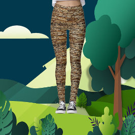 Legging Azulejo Castanho Abstrato de Arte Moderna | Casual