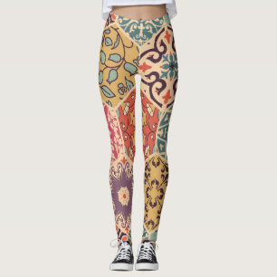 Legging Azulejo Colorido de Patches Motifs Islâmicos