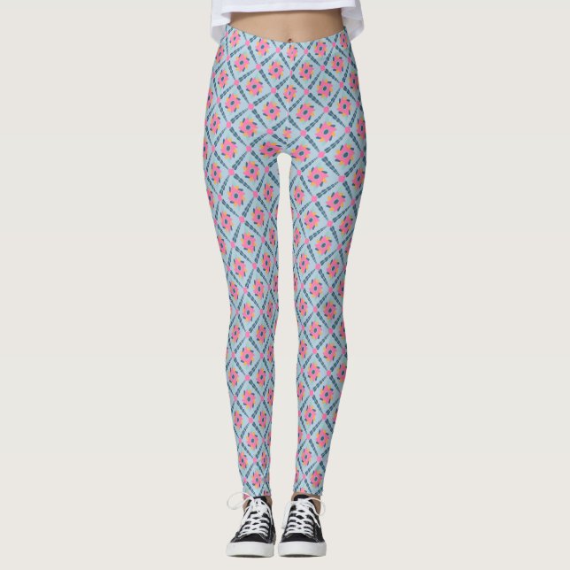 Legging Azulejo colorido decorativo (Frente)