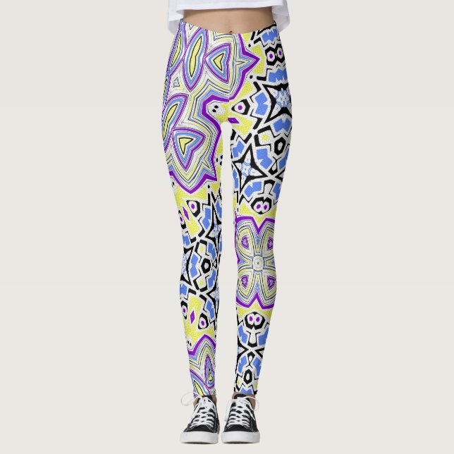 Legging Azulejo de padrões abstratos ornamentais sem costu (Frente)