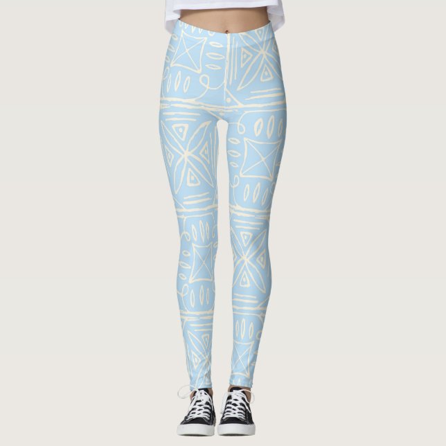 Legging Azulejo delicado no estilo Amalfi sem emenda (Frente)