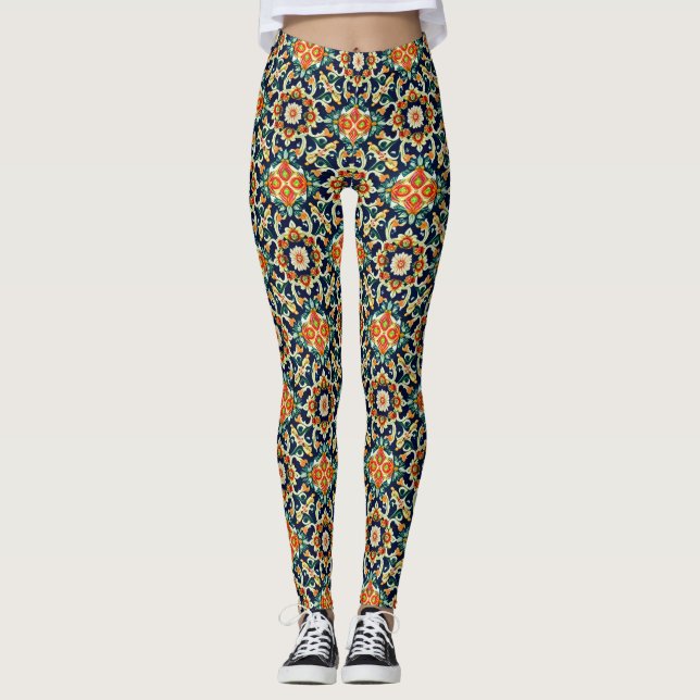 Legging Azulejo Floral Mediterrâneo (Frente)