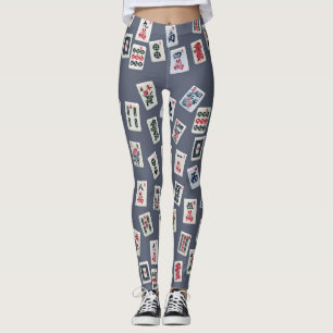 Legging Azulejo MahJongg em azul escuro