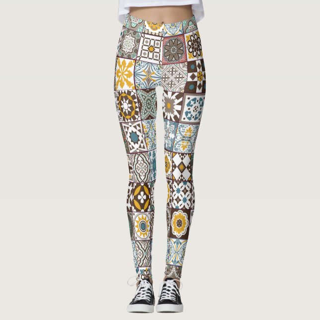 Legging Azulejo marroquino colorido (Frente)