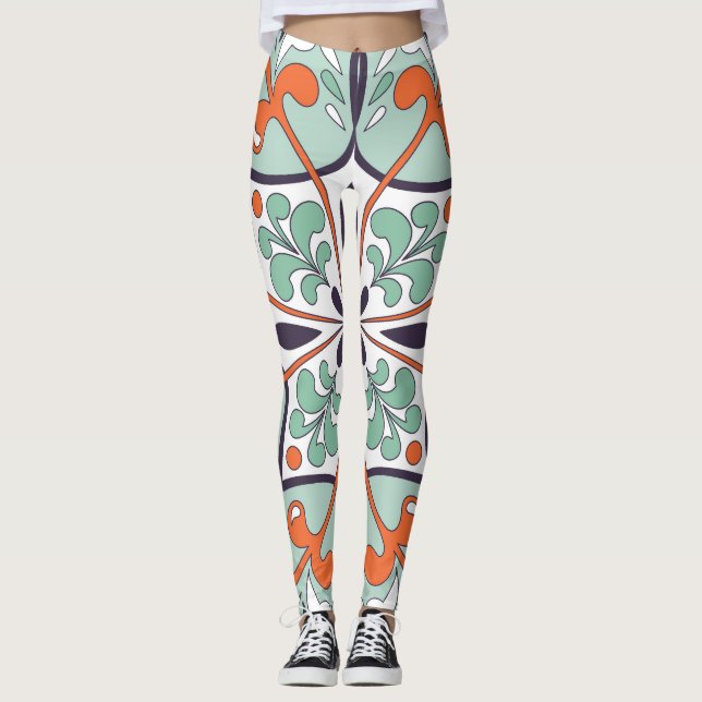 Legging Azulejo Oriental marroquino Floral Design (Frente)