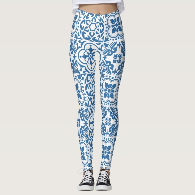 Legging Azulejos azuis portugueses 2 (Frente)