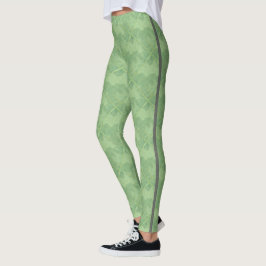 Legging Azulejos Checkered verdes simples com linhas