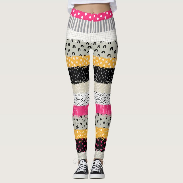 Legging Azulejos de patch: Design sem costura versátil. (Frente)