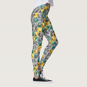 Legging Azulejos de visores, ouros e prata ou manchados