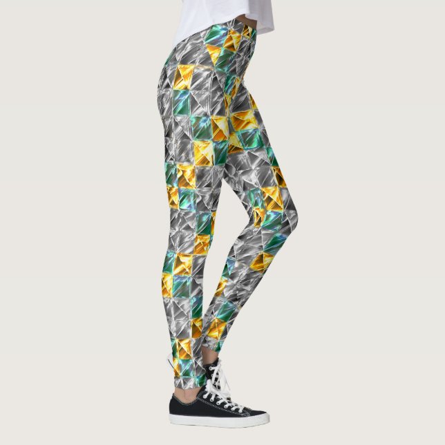 Legging Azulejos de visores, ouros e prata ou manchados (Direita)