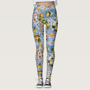 Legging Azulejos do estilo Siciliano com flores e limão