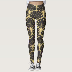 Legging Azulejos Dourados Geométricos Modernos