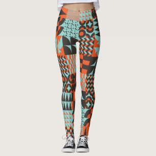 Legging Azulejos geométricos mosaicos, padrão elegante sem