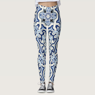 Legging Azulejos marroquinos: Padrões azuis lindos.