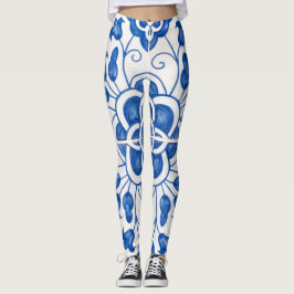Legging Azulejos Portugueses Azulejo Padrão Yoga Cala Azul