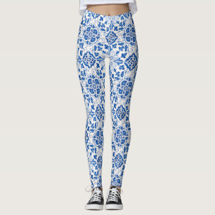 Legging Azulejos Portugueses Azulejo Padrão Yoga Cala Azul