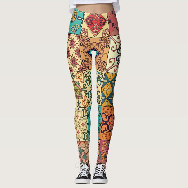 Legging Azulejos Portugueses: padrão uniforme do estilo Az (Frente)