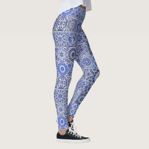 Legging Azulejos Vintage Estilo de Cozinha Azul / Campo Br