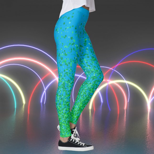 Legging Azure Blue e Green Freckles Impressão (Azure Blue and Green Freckles Print Leggings)