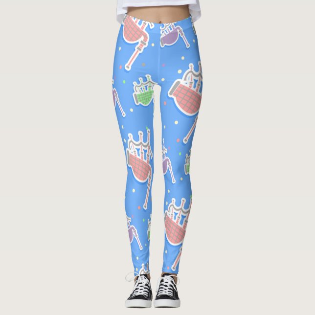 Legging bagaços de cor rosa pastel (Frente)