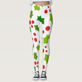 Legging Bagas e folhas de Natal