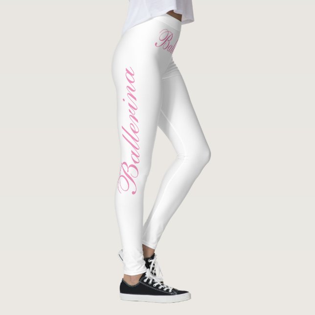 Legging bailarina rosa sobre branco (Direita)