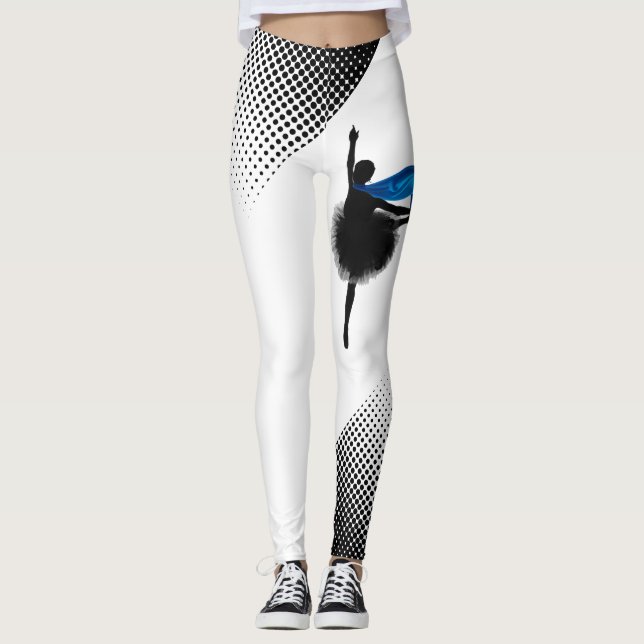 Legging Balé Dancer das Pernas Brancas W Pontos Pretos Imp (Frente)