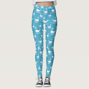 Legging Baleia Azul Fofa Padrão Sem Costura do Oceano (2)