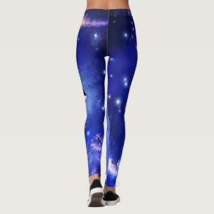 Legging Baleias Assassinas em Desenho de Arte Azul-Lua Com