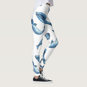 Legging Baleias azuis e caneleiras bonitas de Narwhals