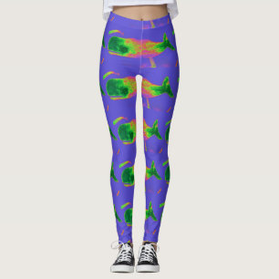 Legging baleias de cor múltipla azul