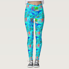 Legging baleias de humpback que nadam o azul