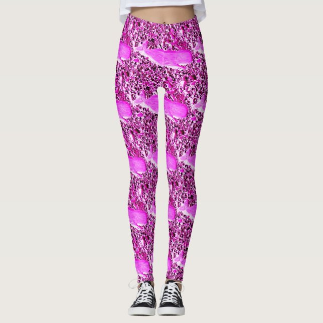 Legging baleias nadadoras cor-de-rosa (Frente)