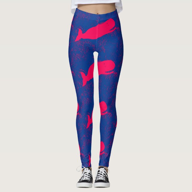 Legging baleias rosa azuis (Frente)
