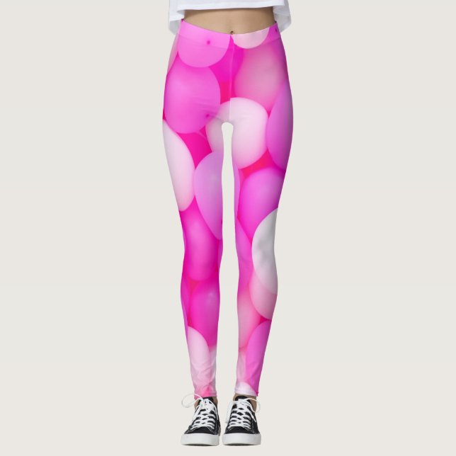 Legging Balões cor-de-rosa Design de fundo festivo. (Frente)