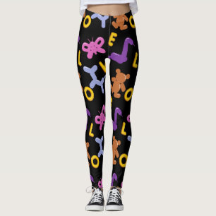 Legging Balões de animais brancos e letras de amor