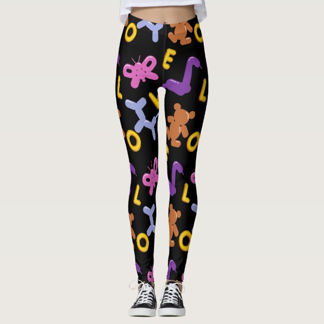 Legging Balões de animais brancos e letras de amor (Frente)