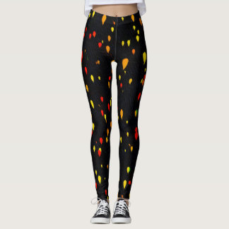 Legging Balões vermelhos e amarelos fundo negro atrasado