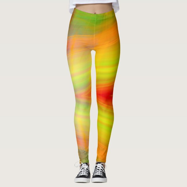 Legging Banda amarelo verde abstrato (Frente)