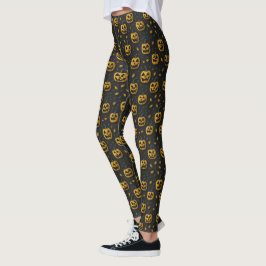 Legging Banda de abóbora assustada do Halloween contraste 