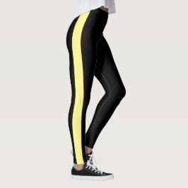 Legging Banda Vertical Monocromática Negra desportiva