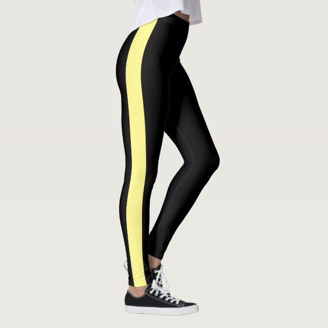 Legging Banda Vertical Monocromática Negra desportiva (Direita)
