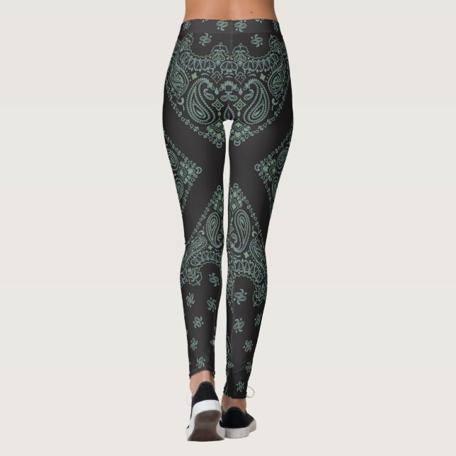 Legging Bandana Boho Preto e Salvia (Verso)