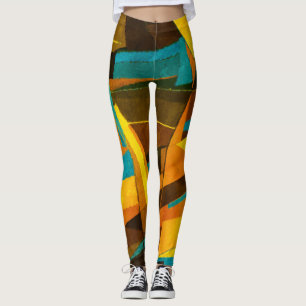 Legging Bandas Abstrato coloridas: Textura de pintura