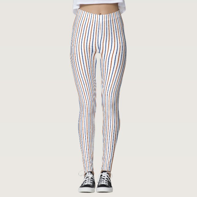 Legging Bandas azuis castanhas e Marinhos com linhas irreg (Frente)