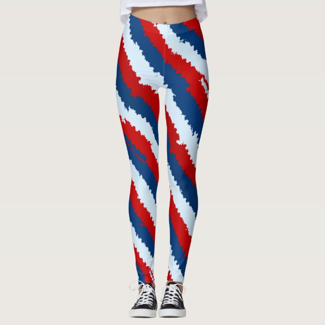 Legging Bandas Azuis Vermelhas (Frente)